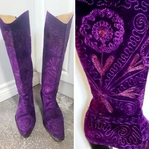 Anthropology Purple Suede boots size 40